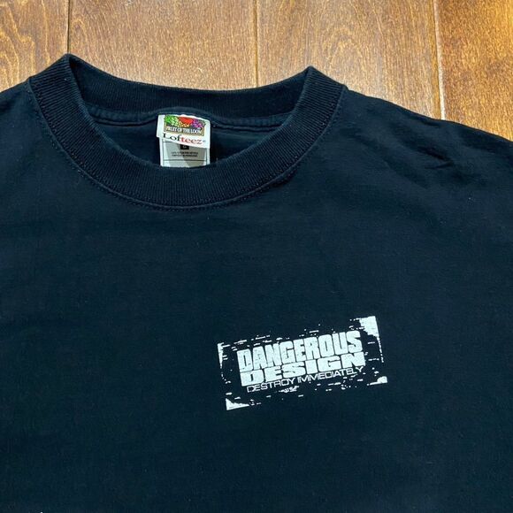 Fruit Of The Loom Vintage Y2K Ride Fast Black Red Graphic T-Shirt Men's Large - Picture 3 of 8